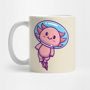 Cute Axolotl Astronaut Swimming Floating In Space Cartoon Mug